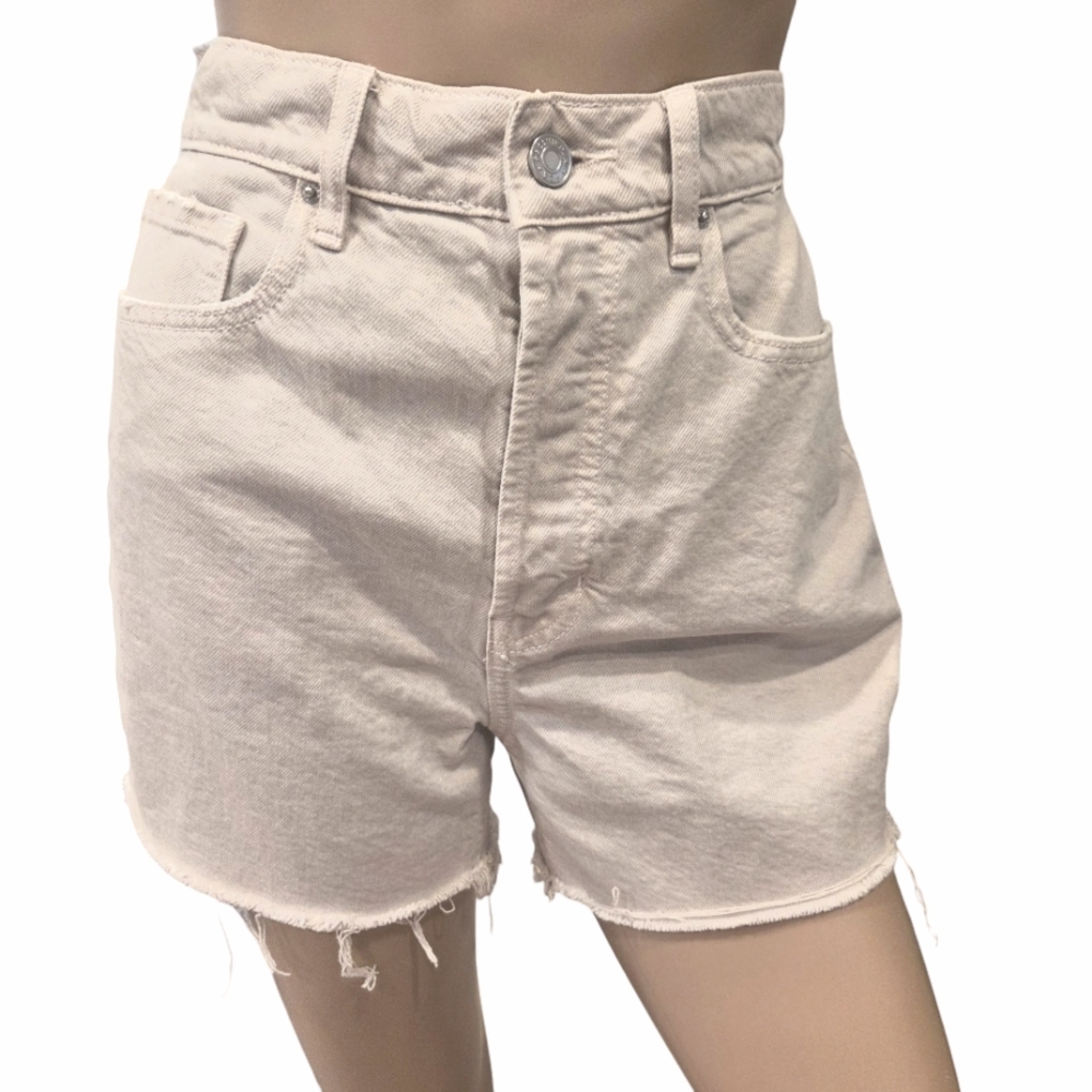 PacSun 90's Girlfriend Jean Shorts Cutoff Tan/Beige Button Fly Boho Skate 27